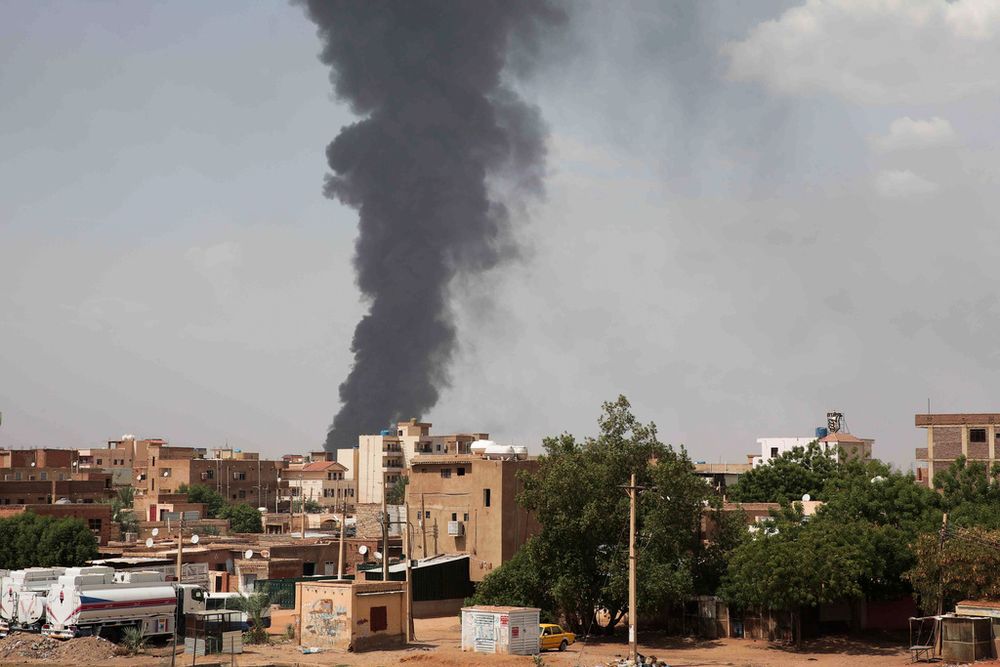 Smoke rises over Khartoum, Sudan.