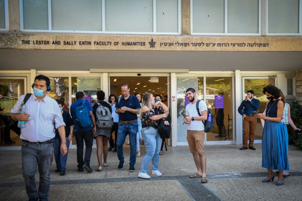 Students seen at the Tel Aviv University, Israel, on the first day of the new academic year, on October 10, 2021.
