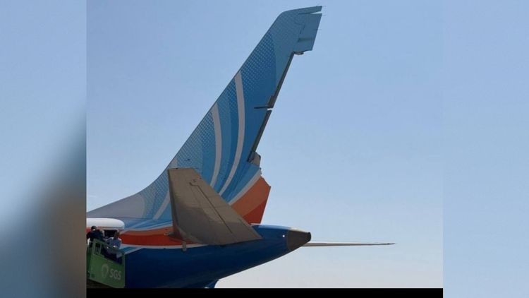 La queue de l'avion du vol flydubai reliant Dubaï à Tel-Aviv, le 30.09.2026 