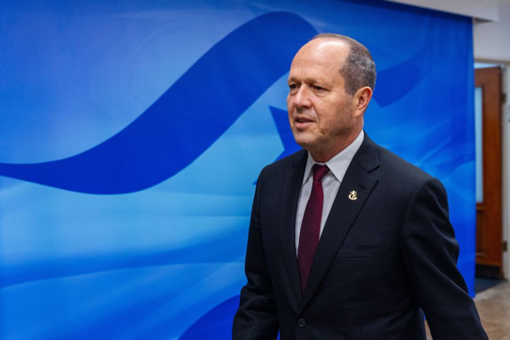 Economy Minister Nir Barkat attends a government conference at the Prime Minister's office in Jerusalem, Israel.