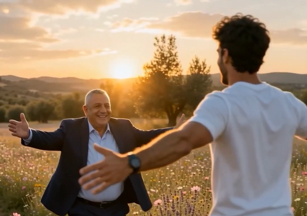 Screenshot Likud party AI ad targetting Gadi Eisenkot's connection to the Ra'am party and Mansour Abbas