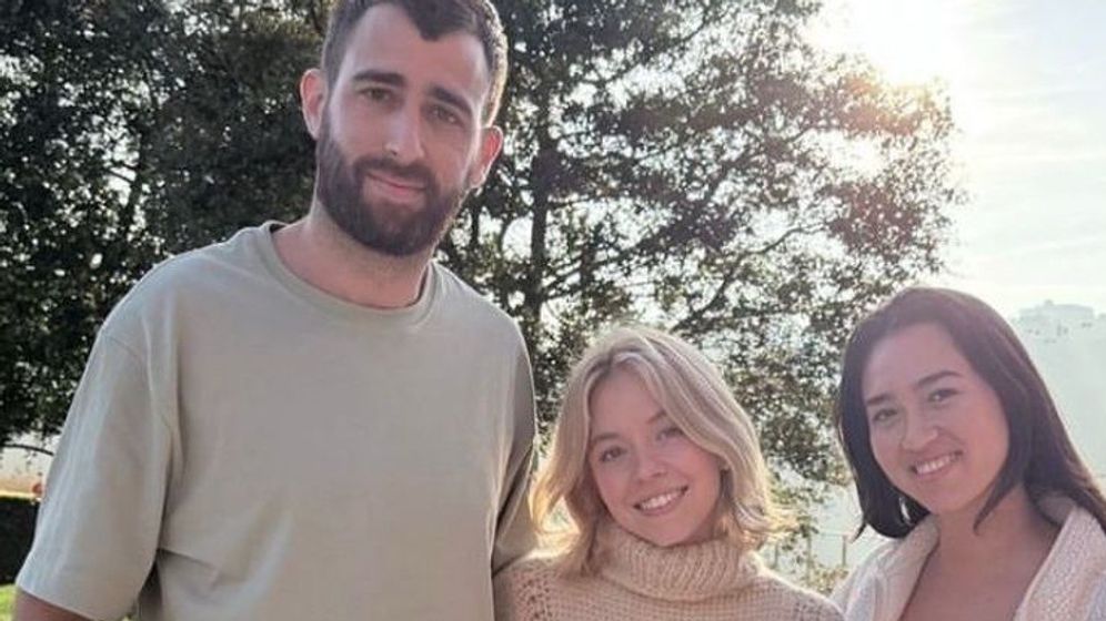 Actress Sydney Sweeney alongside Noa Argamani and Avinatan Or