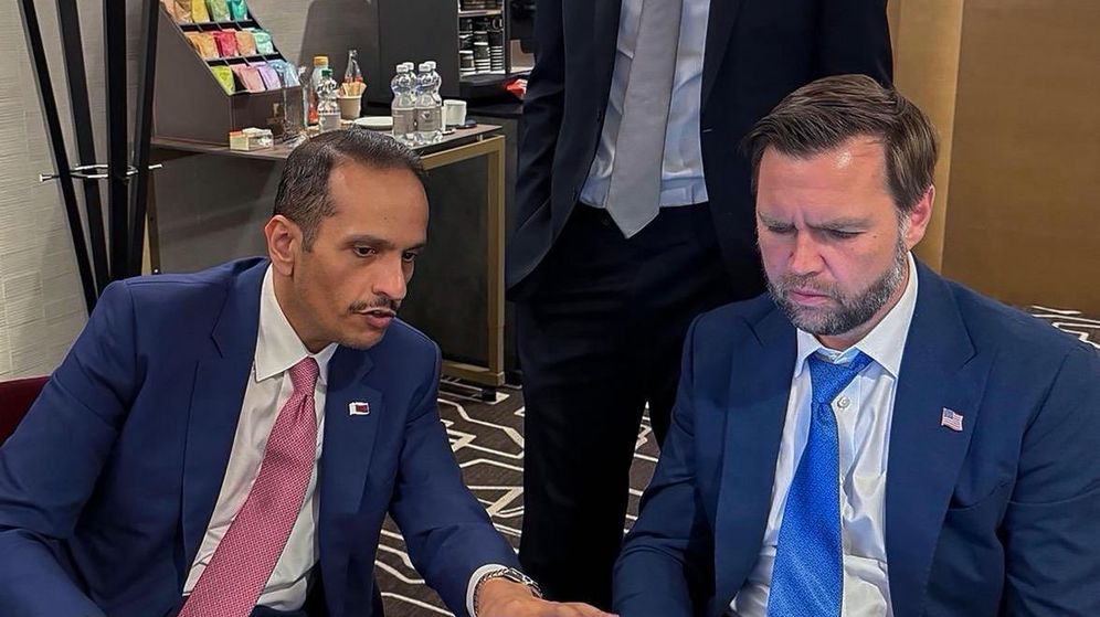 Muhammad ibn Abd al-Rahman / X VP JD Vance working alongside Jared Kushner and the Prime Minister of Qatar