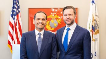 Qatar's PM Mohammed bin Abdulrahman Al Thani with U.S. Vice President J.D. Vance