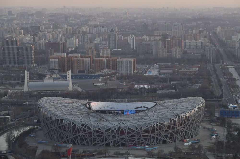 The National Stadium, known as the Bird's Nest, which will be used for opening and closing ceremonies at the 2022 Winter Olympic Games, is seen in Beijing, China, on January 3, 2022.
