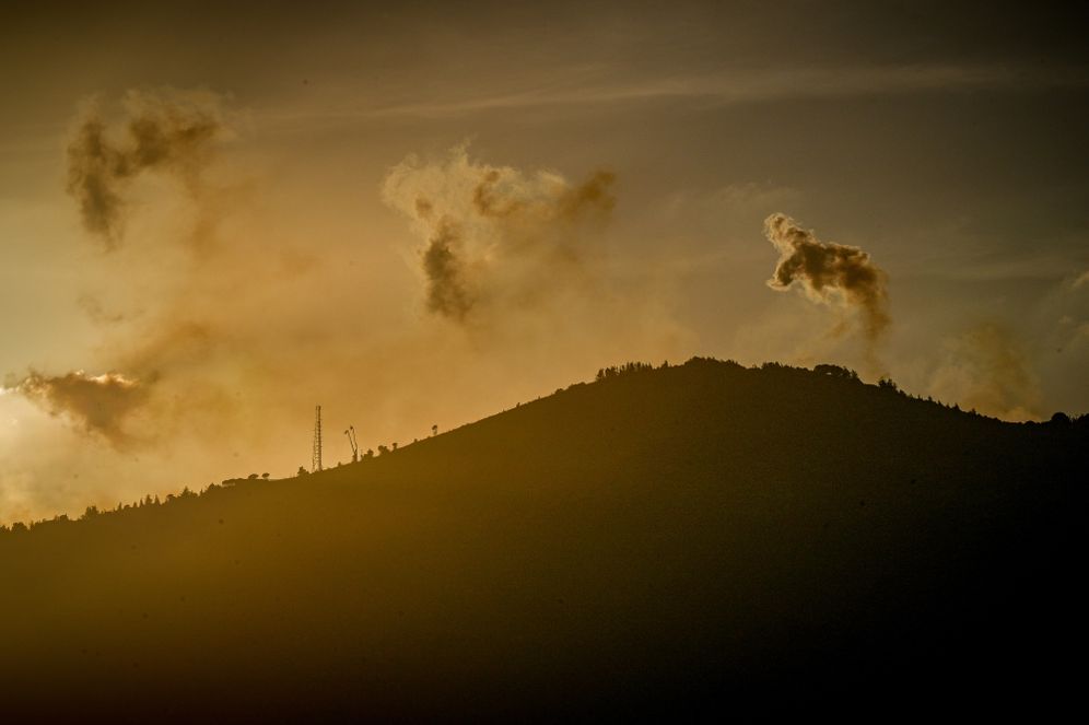 Smoke rises during an exchange of fire between the IDF and terrorists from the Hezbollah organization on the border between Israel and Lebanon