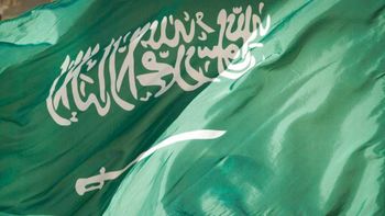 FILE - Saudi Arabia's flag waving in the wind.