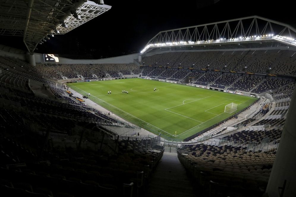 A view of Bloomfield Stadium in the Israeli city of Tel Aviv on October 22, 2020.
