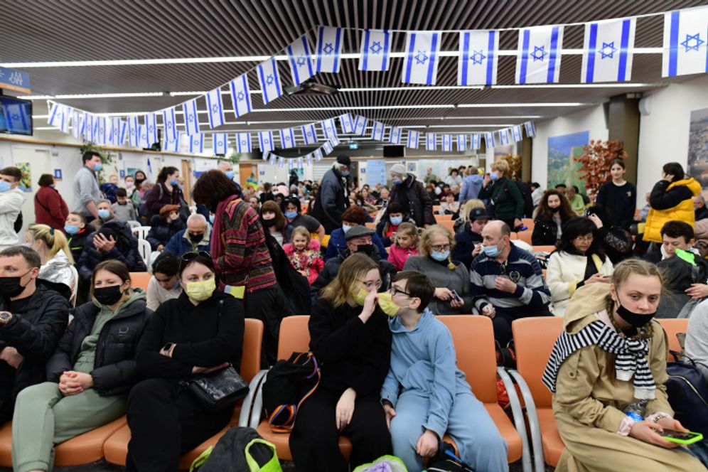 Jewish immigrants fleeing war zones in Ukraine arrive at the Israeli Immigration and Absorption office, at Ben Gurion Airport near Tel Aviv, Israel, March 15, 2022.