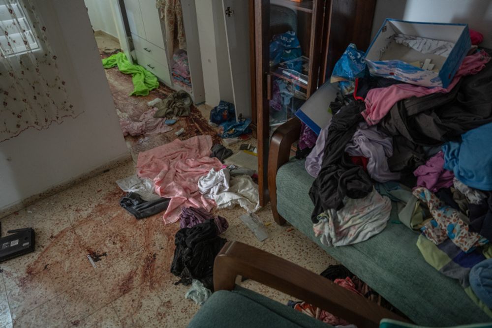 The destruction caused by Hamas terrorists in Kibbutz Nir Oz, near the Israeli-Gaza border, in southern Israel.