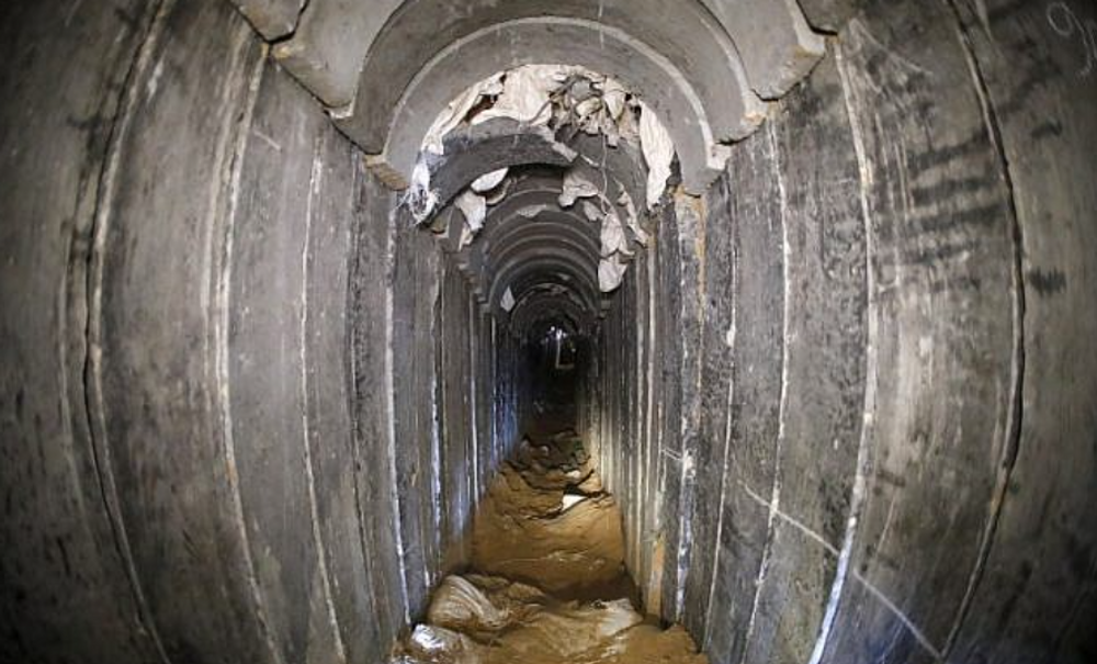 Une photo prise en janvier 2018 d'un tunnel palestinien détruit du Jihad islamique, menant de Gaza en Israël, près du kibboutz israélien de Kissufim, dans le sud du pays.