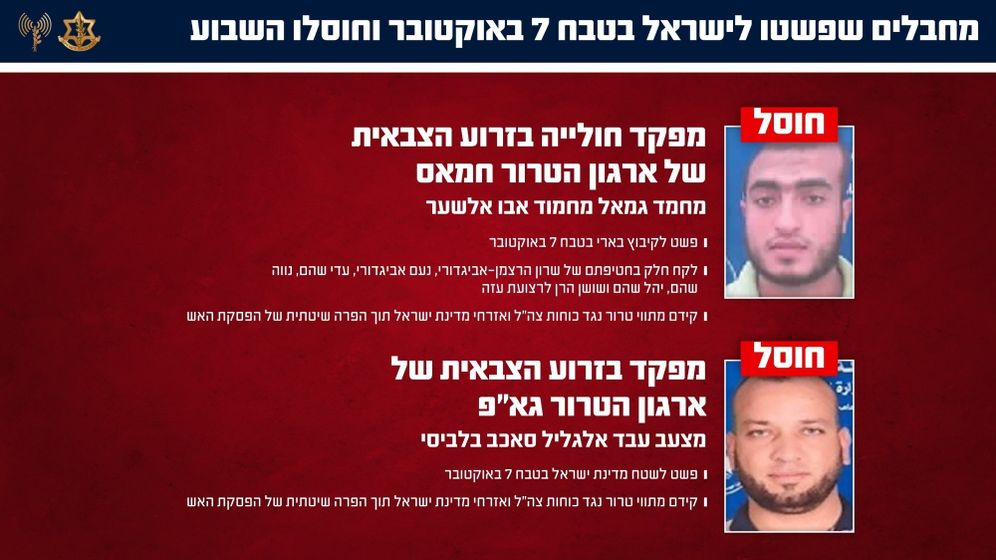 IDF Spokesperson Tsahal élimine deux terroristes du 7 octobre, dont l'un impliqué dans l'enlèvement de six otages