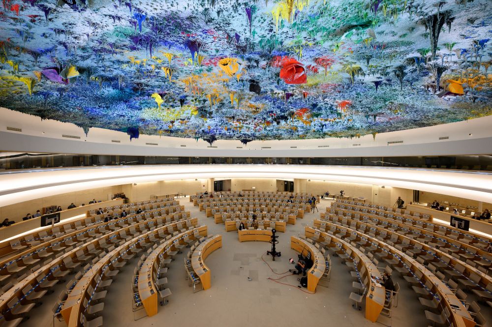 General view at the opening of a special session of the UN Human Rights Council on Afghanistan in Geneva on August 24, 2021.