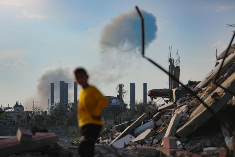 Smoke rises after an Israeli air strike in Gaza City
