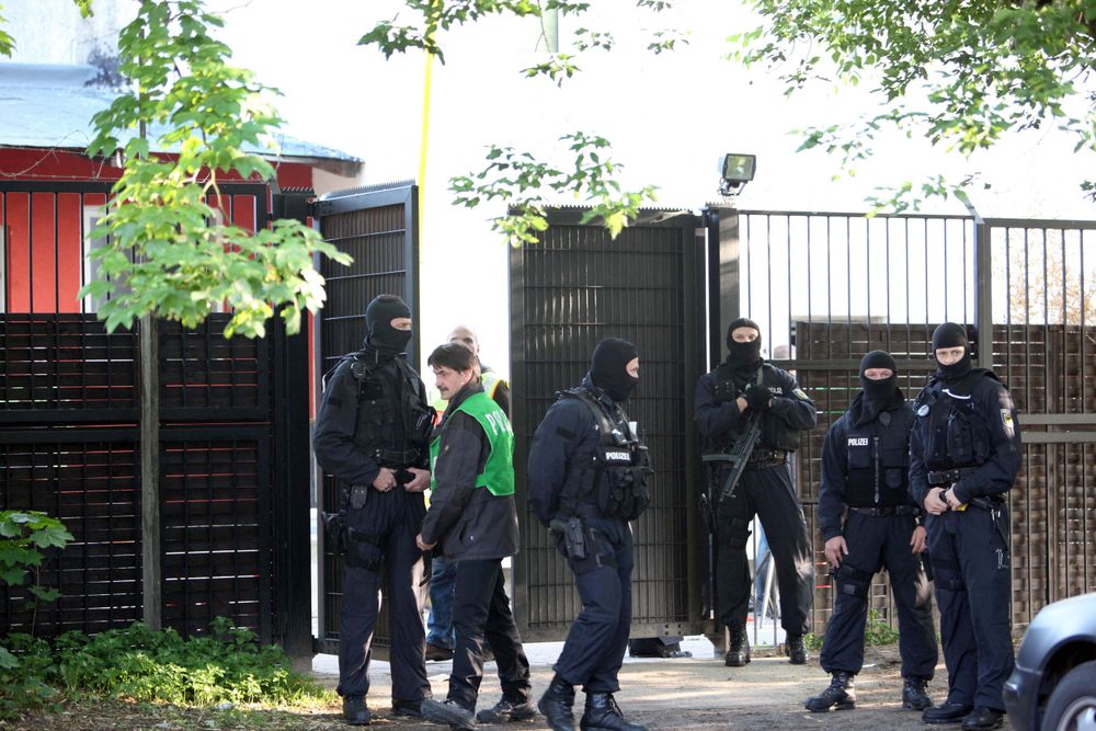 A file photo of a police raid on the Bandidos in Germany