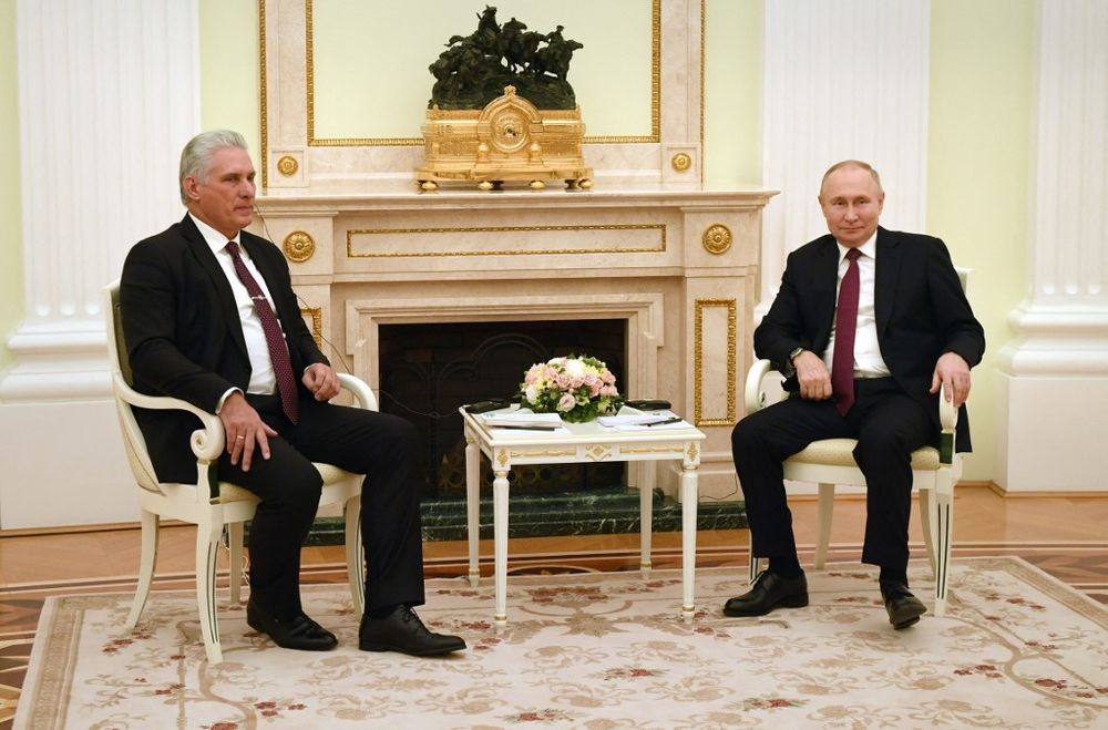 Cuban President Miguel Diaz-Canel (L) meets Russian President Vladimir Putin in Moscow, Russia, on November 22, 2022.