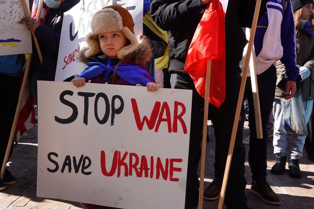 Une manifestation en soutien à l'Ukraine aux Etats-Unis, le 27 février 2022