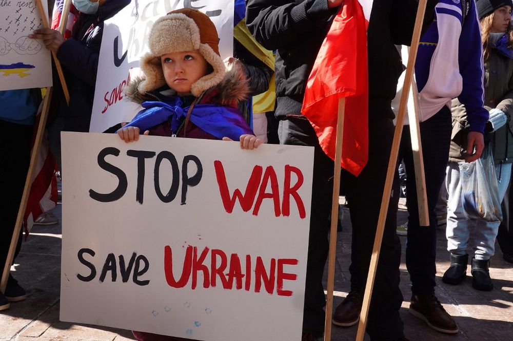 Une manifestation en soutien à l'Ukraine aux Etats-Unis, le 27 février 2022