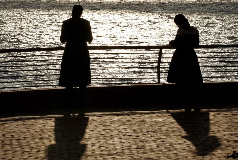 Ultra-Orthodox Jewish women in the coastal city of Netanya, Israel, on September 14, 2021.