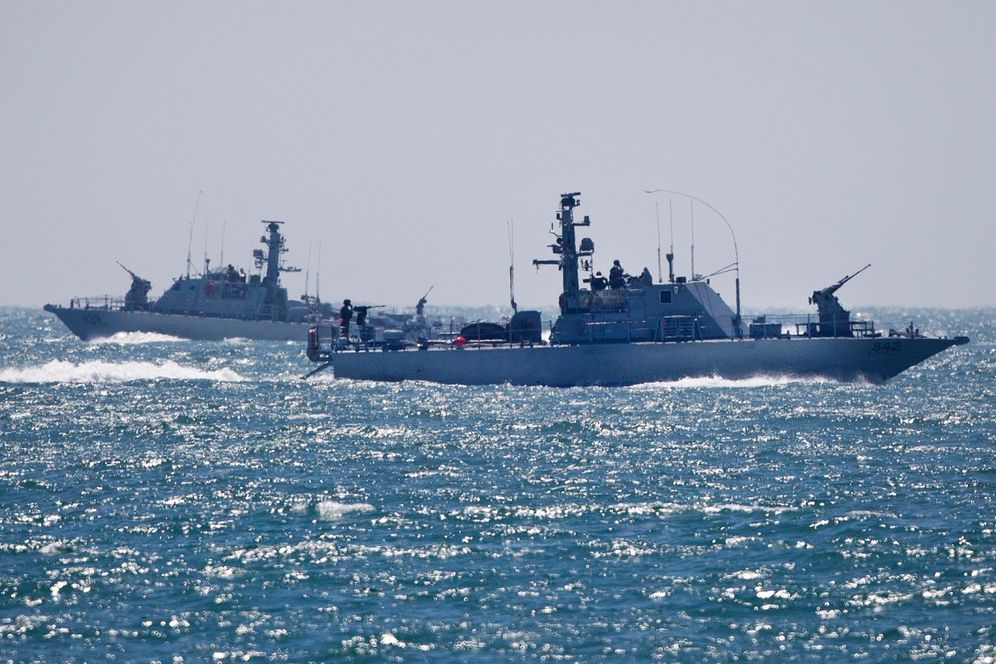 FILE - Two Israeli naval battle ships sail in the Mediterranean sea off the Ashdod port in Israel, on June 29, 2015.