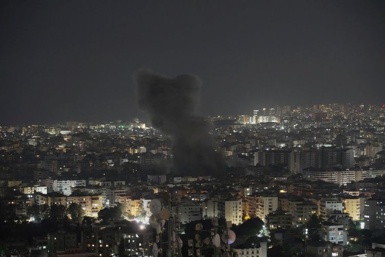 Smoke rises following an Israeli airstrike on Dahiyeh in the southern suburb of Beirut, Lebanon

