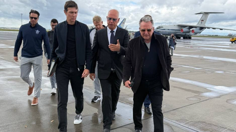 Official handout photo Arriving in Moscow for Ukraine talks, Kushner and Witkoff are greeted by Kremlin envoy Kirill Dmitriev