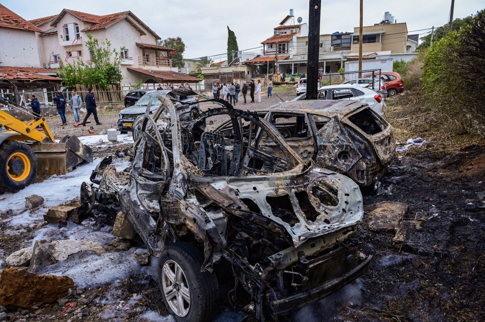 Direct impact of a Hezbollah missile in Petah Tikva, central Israel