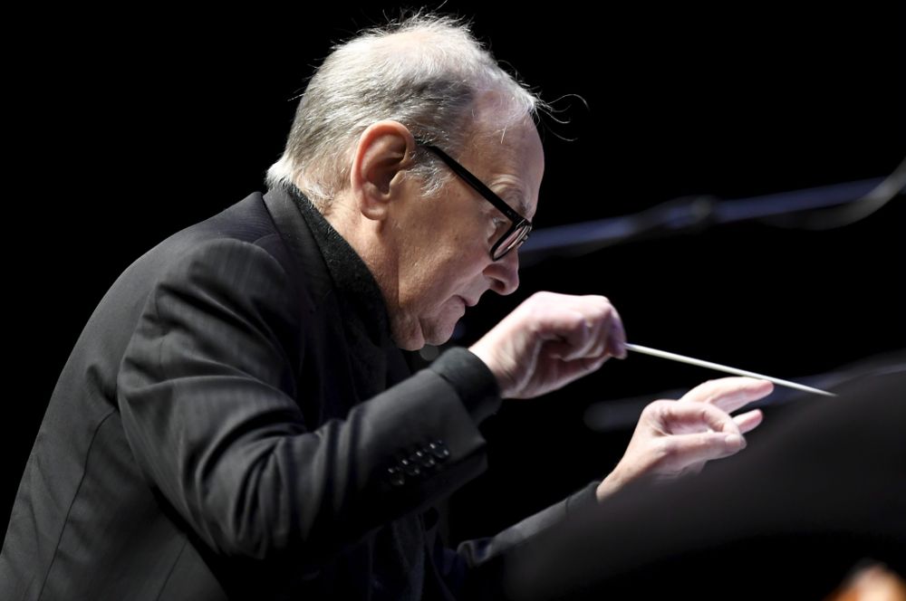 Le compositeur italien Ennio Morricone lors d'un concert à Helsinki, le 30 novembre 2016