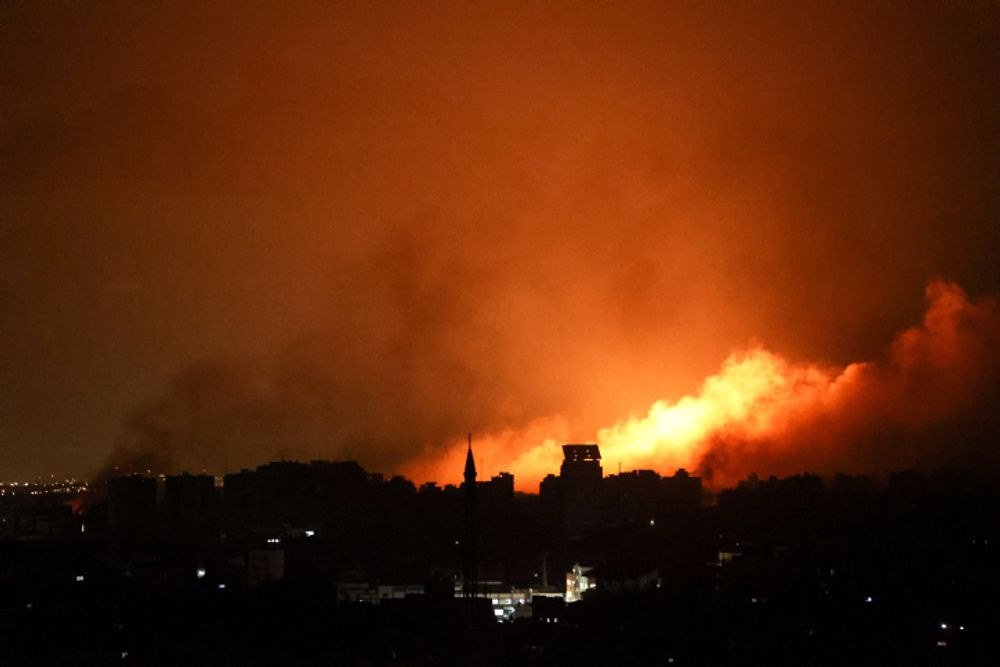 Smoke rises after an Israeli airstrike in the Gaza Strip, on October 12, 2023.