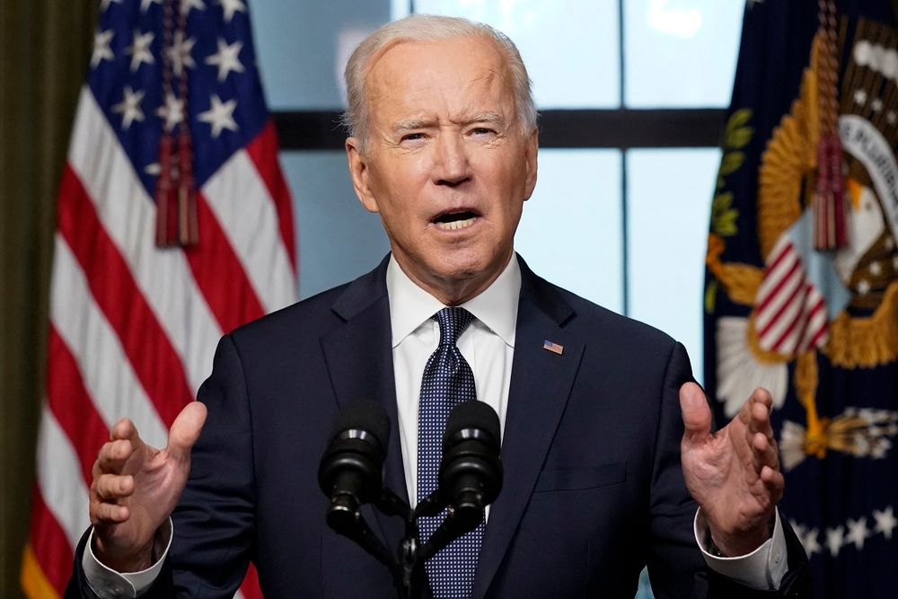Discours du président américain Joe Biden à la Maison Blanche le 14 avril 2021 à Washington, DC, au sujet du retrait des troupes américaines d'Afghanistan