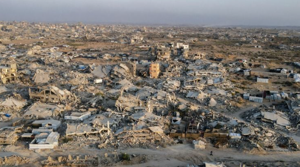 Illustration - Photo aérienne montrant des bâtiments détruits dans le quartier de Rimal, à Gaza
