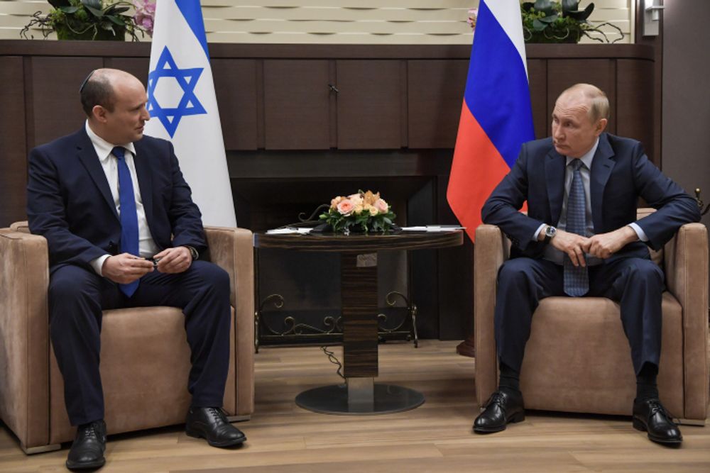 Israel's Prime Minister Naftali Bennett meets with Russia's President Vladimir Putin in Moscow, Russia, on October 22, 2021.