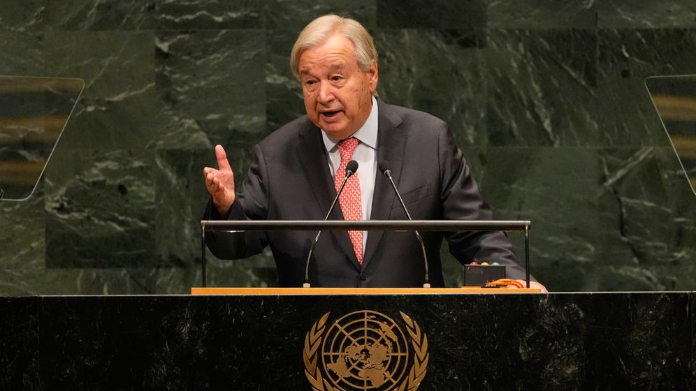 AP Photo/Seth Wenig Le secrétaire général des Nations unies, Antonio Guterres, lors de la 81e session de l'Assemblée générale des Nations unies, à New York, le 22.09.2026