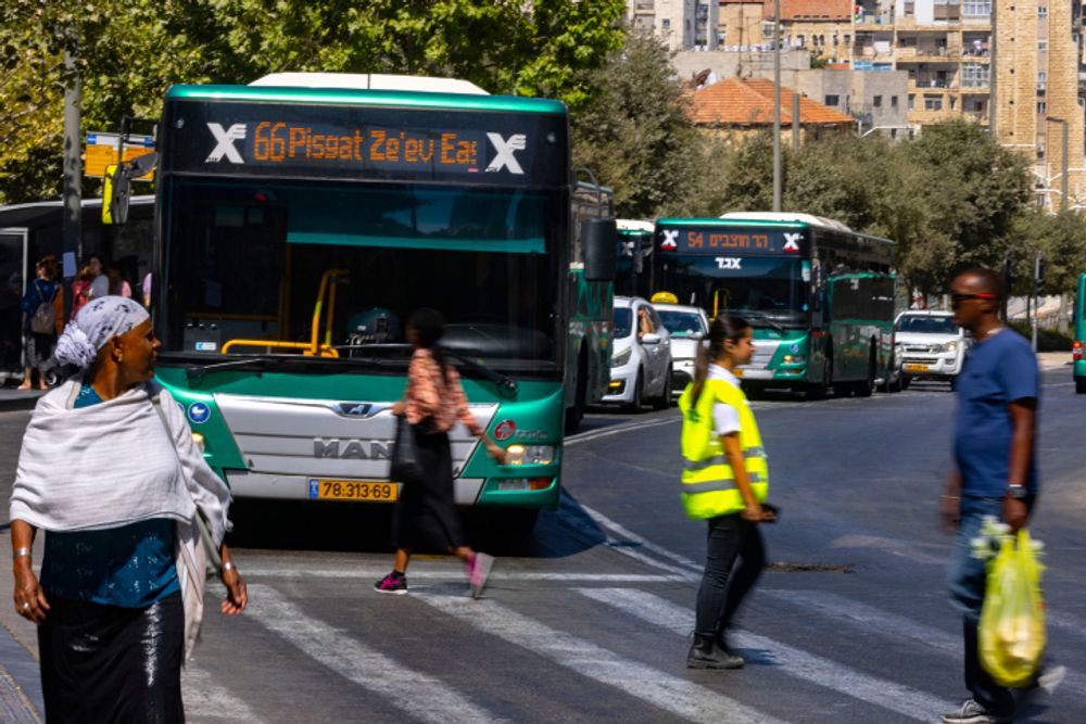 Public buses at the entrance to Jerusalem
