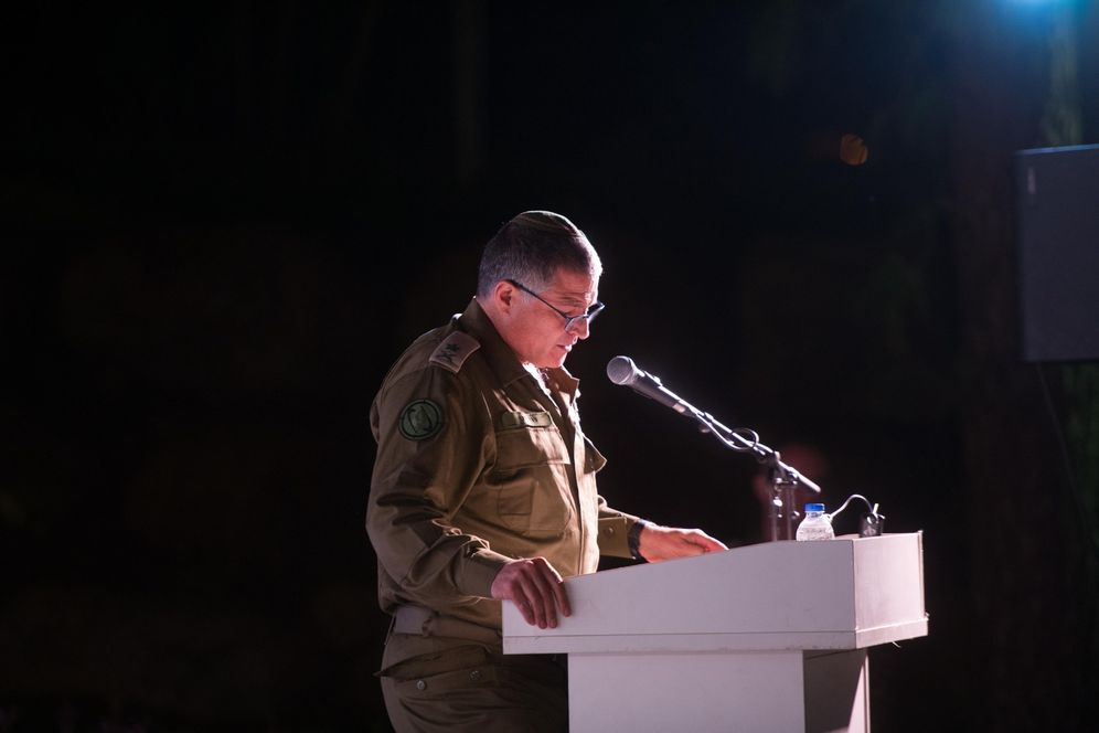 Le général David Zini lors de son discours de départ de Tsahal