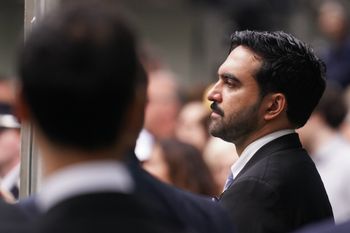 (AP Photo/Adam Gray, Pool) New York City Mayor Zohran Mamdani listens to names of victims is read on the 25th anniversary of the September 11, 2001, terrorist attacks, Friday, Sept. 11, 2026, in New York.