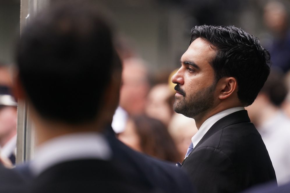 (AP Photo/Adam Gray, Pool) New York City Mayor Zohran Mamdani listens to names of victims is read on the 25th anniversary of the September 11, 2001, terrorist attacks, Friday, Sept. 11, 2026, in New York.