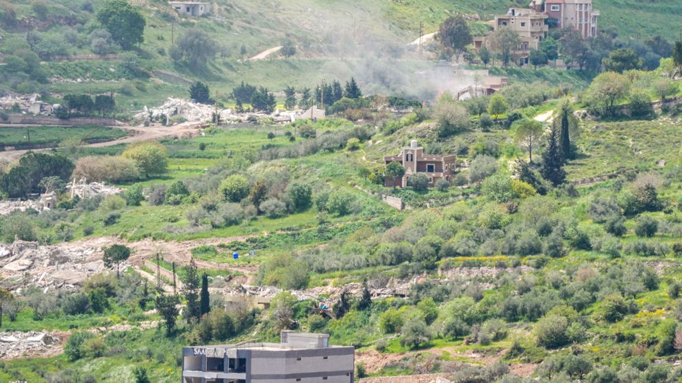 Israeli forces seen inside southern Lebanon as seen from the Israeli side of the border, April 20, 2026