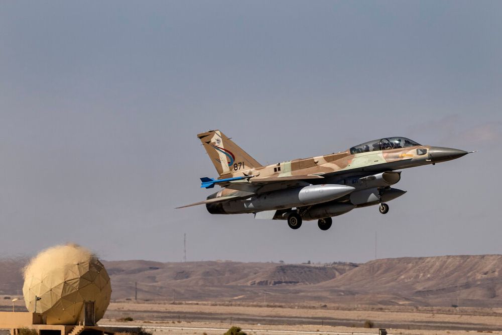 An Israeli F-16 jet takes off during the bi-annual multi-national aerial exercise at Ovda airbase near Eilat, southern Israel.