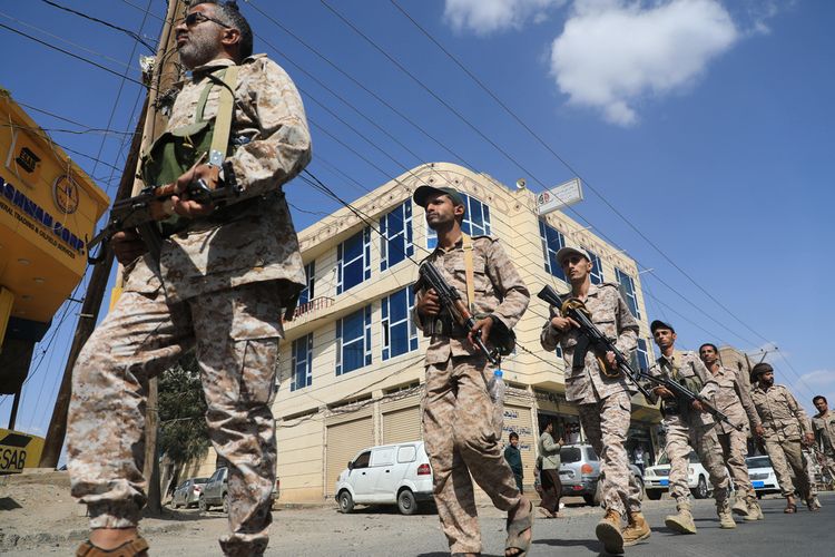 Yemen's Houthi rebels march during a mobilization campaign in Sanaa, Yemen, Thursday, Sept. 10, 2026. 