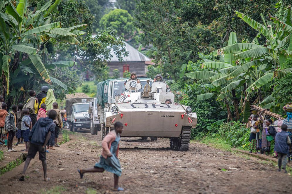 MONUSCO blue helmet deployed near Kibumba, north of Goma, Democratic Republic of Congo.
