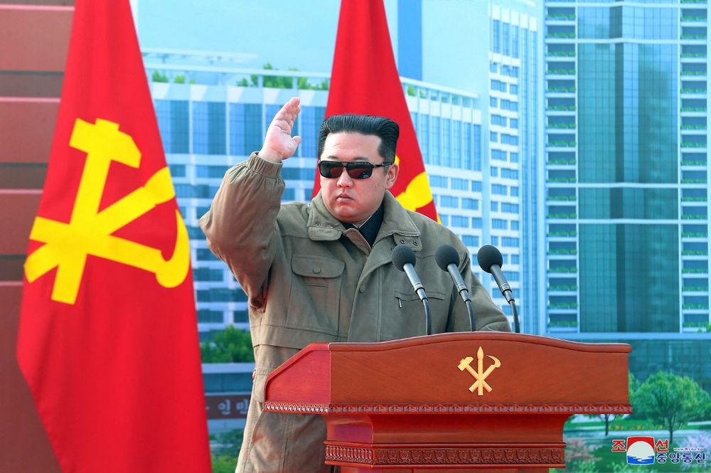 North Korea's leader Kim Jong Un attending a ceremony in Pyongyang, North Korea, on February 12, 2022.