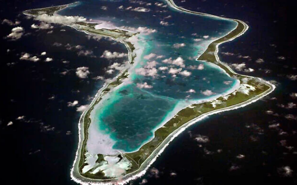 Cette image non datée, diffusée par la marine américaine, montre une vue aérienne de Diego Garcia.
