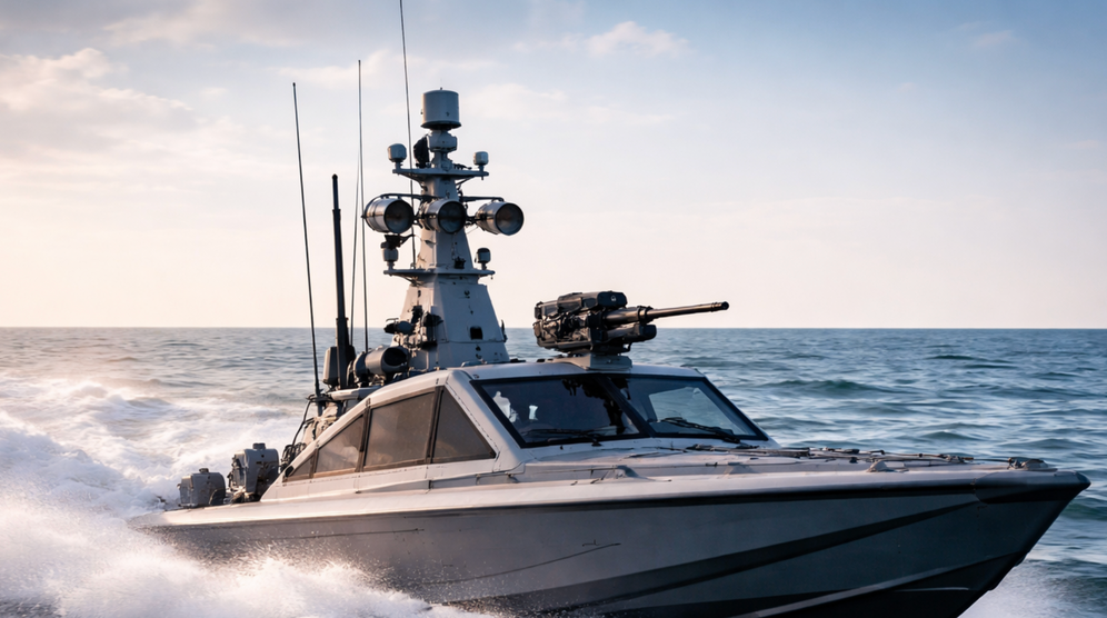 Drone naval en pleine action