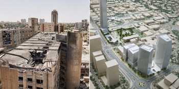 Soroka Medical Center destruction following attacks from Iran alongside plans to reconstruct the hospital