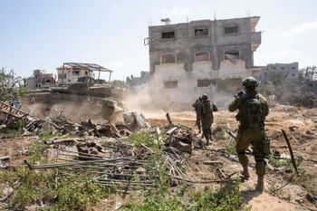 IDF forces operate in Gaza on April 17, 2024