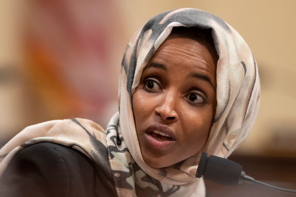 House Committee on Homeland Security member Rep. Ilhan Omar, D-Minn., speaks during a hearing on "meeting the challenge of white nationalist terrorism at home and abroad" on Capitol Hill in Washington, Wednesday, Sept. 18, 2019.