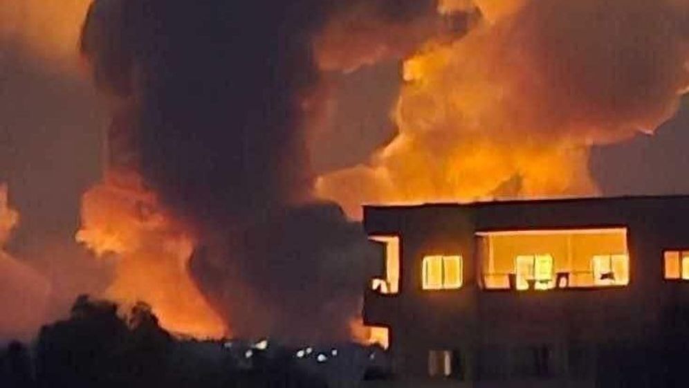27A Smoke rises after alleged Israeli strikes in Syria
