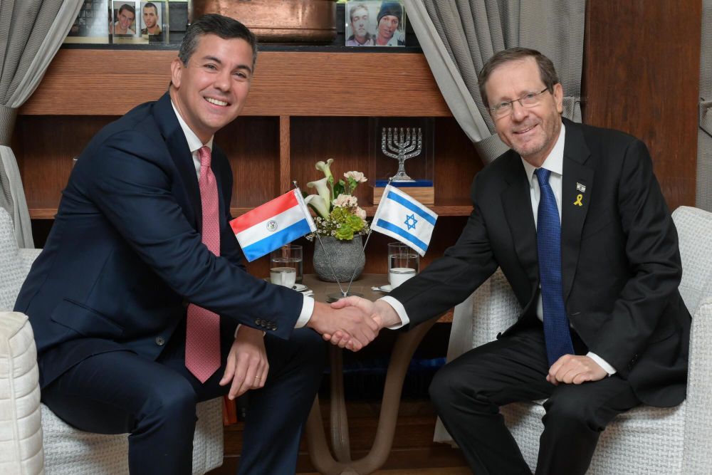 Le président paraguayen, Santiago Peña, et le président israélien, Isaac Herzog, à Jérusalem, Israël, le 11.12.2024