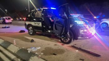 Israel Police car damaged following a terror ramming attack which wounded 4 officers, in an Arab-Israeli town.
